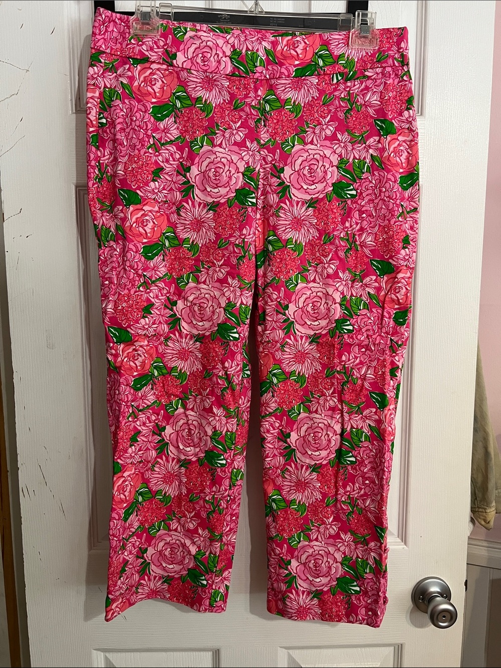 Lilly Pulitzer Hot Pink Floral Straight-Leg Pants
